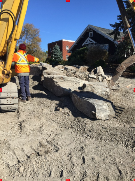 Dr. Bernard Jackson directing the placement of rocks in the garden.