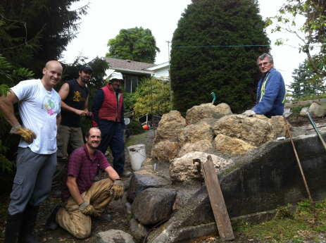 Building the tufa bed.