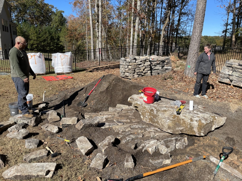 The first of the flat klint-inspired pavement in place The first of the flat klint-inspired pavement in place