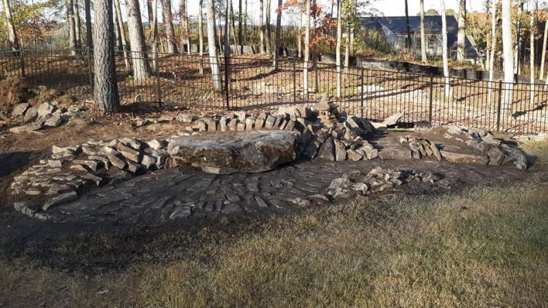 Construction of the crevice garden complete and ready for planting Construction of the crevice garden complete and ready for planting