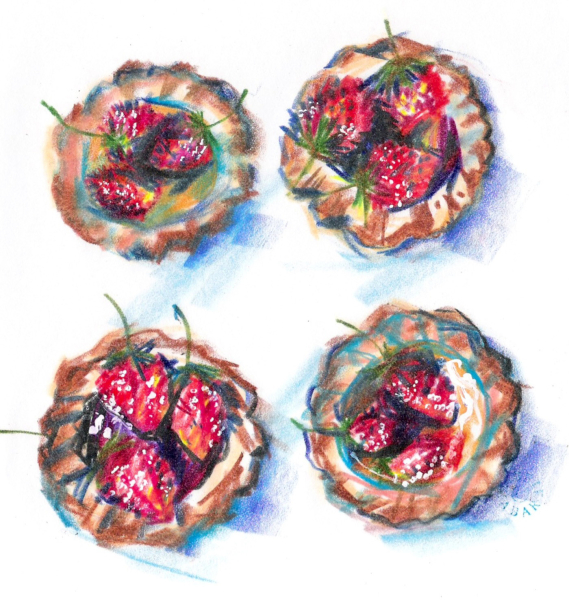 Fraises des bois (Fragaria vesca) decorating tartlets. Tiny plants are like jewels in the garden, as they are in the kitchen. Fraises des bois (Fragaria vesca) decorating tartlets. Tiny plants are like jewels in the garden, as they are in the kitchen.