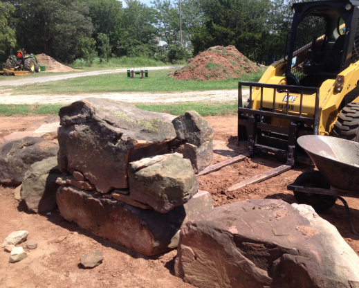 The rock garden under construction The rock garden under construction