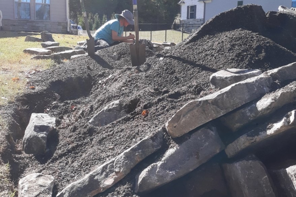 Working on getting the stones in place